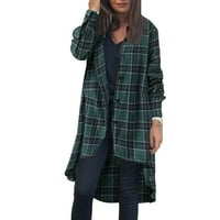 Ženska dugačka majica PLAID Provjerite jakna s dugim rukavima karatna jakna neregularna hem casual moda