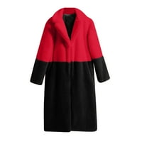 Kožna duga rukava dama zimska jakna za zimsku jaknu crvena veličina XL