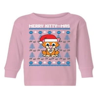 Awkward Styles ružna majica s dugim rukavima za djevojke dječake Toddler Merry Božić Kittsmas majica