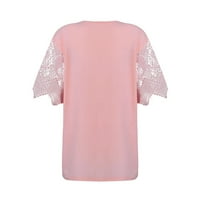 Bazyrey Womens V-izrez ženski kratki rukav čvrsti pulover modne majice tunike ružičaste m