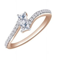 Princeza i okrugli oblik Bijeli prirodni dijamant obilazni modni prsten u 10K ružin zlatne prstene veličine 12