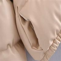 Cocopeueunt ženski topli kratki nadupni kaput sjajni modni zip stalak okružena jakna od punog PU kožnog