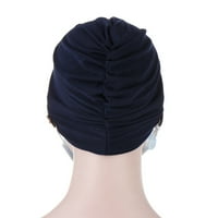 Walbest žene Solidna boja Hijab Cap prednja križa Beanie Bonnet Prozračna muslimanska kapa sa gumbima