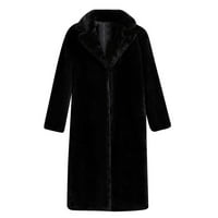 Entyinea ženski kardigan kaput čvrsta shaggy jakna s dugim rukavima kaput crna 3xl