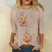 Žene ljetne majice Casual Boho cvjetni print okrugli vrat Grafički zapadnjački majica Majica Labavi