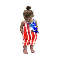 TODDLER Baby Girl 4. jula Romper Američka zastava zvijezda Ukupna harem dugačkih hlača Dan nezavisnosti