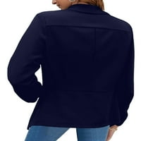 Abtel Women Revel Blazer Solid Boja Blazers Fall Jacket Coat Ladies Slim Fit Office Suit Navy Blue L