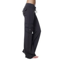 Aufmer Plus Veličina Veličina široke pantalone za noge za žene Jesenski dame Vježbajte gamaše Stretch tipka za struku Pocket Yoga teretane Loose hlače