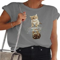Žene ljetne kratkih rukava majica Bluza Cat Print casual tunika