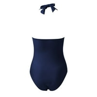 Ženski kupaći kostim Aaiyomet Hollow Bow Slim Bikini kupaći kostim Neon Yellow Bikini Top, mornarsko