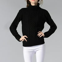 Ženska turteneck puni džemper od pletiva u boji dugih rukava Cvjetni džemper džemperi za žene turtleneck