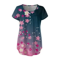 PEDORT WOMENS TOPS Trendy Ležerni osnovni kratki rukav labav majica vruće ružičaste, s