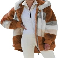 Ženski sakupljanje plišane flanelne boje blok ubode Sherpa jaknu kaput zimska topla fleke pokrivači