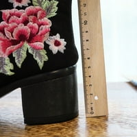 Čizme za žene veznim čizmama modne visoke potpetice Tassel cvijeće gležnjače casual cipele