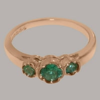 Britanci napravio 9k ružičasti zlatni prirodni smaragdni ženski osnivački prsten - Opcije veličine -