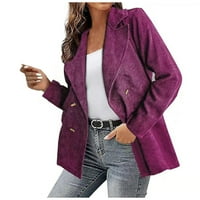Leesechin Blazers za žene modni čvrsti boju plus veličina dvostruka jakna blejstacke jakna dugih rukava na kaputu bez rukava na casu