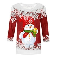 Oieyuz božićne košulje za žene Klasični rukav okrugli izrez Comfy pulover vrhove