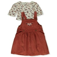 Little Lass Girls '2-komadni ružičani džumnik postavio je odjeću - bundeva crvena