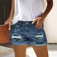 PXiakgy kratke hlače za ženske hlače rupe visoke kratke hlače Slim Jeans Hlače Žene Ljetne hlače Sky