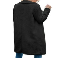 Lisenrain ženska dugačak kaput dužina gležnja zimskog zadebljanog reverskog ovratnika plišani kombinirani