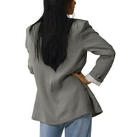 Žene Čvrsti otvoreni prednji džepovi Cardigan Formalno odijelo za bluze s dugim rukavima