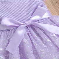 Suantret Toddler Kids Girls Haljina Sequins Stars Fly rukava s prsnim pletenim princezom haljina ljetna