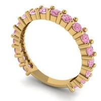 1. CT sjajan okrugli rez simulirani ružičasti dijamant 14k žuto zlato vječnosti bend sz 6.5