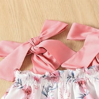 Ljetna odjeća za djevojčice, vezanje cvijeta print cami s elastičnim šarkama za struk set