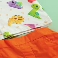 Calsunbaby Baby Boys Ljetna odjeća Set Bowknot Tie Crtani Dinosaur Ispis kratkih rukava s kratkim rukavima