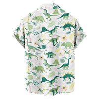 Fraigo muške havajske majice kratkih rukava Dinosaur Print Tropical Casual Button dolje Aloha košulja za dječake-bijele veličine M-8XL