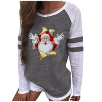 Ženska zimska modna božićna tiska Ležerne prilike dugih rukava na vrhu bluza HOT6SL488161