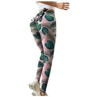 Rewenti Women visoki struk Stretch Strethcy Fitness Tajice Yoga hlače Sport pantalone Ružičasta 6