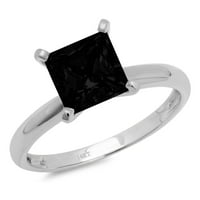 0,5ct princeza Crna crna prirodna on's 14k Bijelo zlato Graviranje Izjava bridalne godišnjice Angažovanje vjenčanog solitaire prstena 5