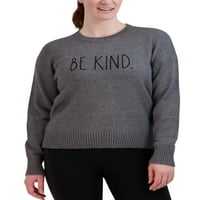 Rae Dunn Ženski su ljubazni pleteni izvezeni mekani meki džemper posada pulover dugih rukava