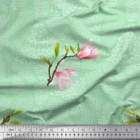Soimoi pamučna poplin tkanina životinja koža, lišće i ružičasti cvjetni dekor tkanini otisnuti dvorište