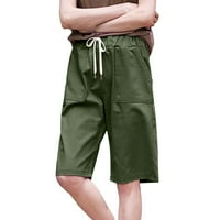 Široke pantalone za noge za žene Visoki struk Žene Ljetni čvrsti elastični struk dvostruki džep casual
