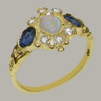 Britanci napravio 9k žuto zlato prirodni opal safir kubični zirkonijski ženski zaručni prsten - veličine