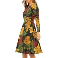 Jesenja ručica Darple haljina za žene plus veličine, tanke modne dame Line haljine Dužina koljena, vrat