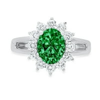 2.72ct ovalni rez zeleni simulirani smaragd 18k bijeli zlatni godišnjica Angažovanje halo prstena veličine 5.25