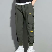 Teretne pantalone za muškarce Radne ležerne sportove solidne hip-hop ulične gaćice sa izvlačenjem planinarskim