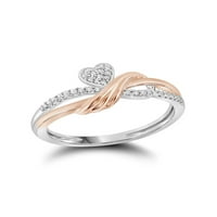 10KT dvotonski zlatni ženski okrugli dijamantski prsten za srce CTTW