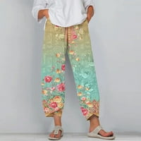 Ociviesr modne hlače za žene široke noge Capris ženske ljetne obrezive hlače plaža elastična struka