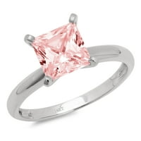 0,5CT Princess rez ružičasti simulirani dijamant 14k Bijelo zlato Graviranje Izjava godišnjica Angažovanje