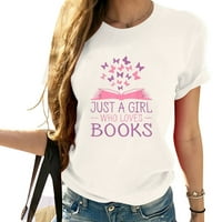Samo djevojka koja voli ljubitelje knjiga Žene knjige crv elegantne grafičke mase za žene - ljetne vrhove