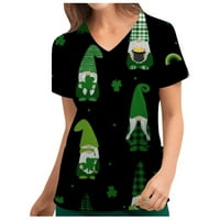 Ženske majice kratkih rukava za majice, 3. dan Patrickov dan 3D Print V-izrez Tanke majice za sestrinsku uniformu