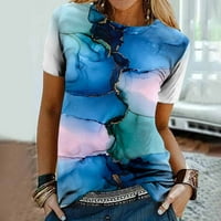 Kratka košulja Grafički tees Basic Tops Košulje za ženske ležerne bluze Skraćene rukave Labavi FIT Crewneck Dukseri Trendy Ispiši