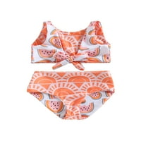 Sprifallbaby Kid Girl Ljetni bikini kupaći kostim, bez rukava V VATLEMELON Print ljeto plaža Djevojke