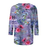 Dame Fashion Nova majica Plus size Ženska modna tiskana labava majica rukava bluza Okrugli vrat Ležerne