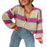 Cindysus dame labave prugaste kardigan džemper žene pleteni ružnji pleteni džemperi zimski topli loungewebru