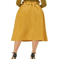 Grianlook žene obične suknje s rubama A-line Swing midi suknja za odmor visoka struka suknje